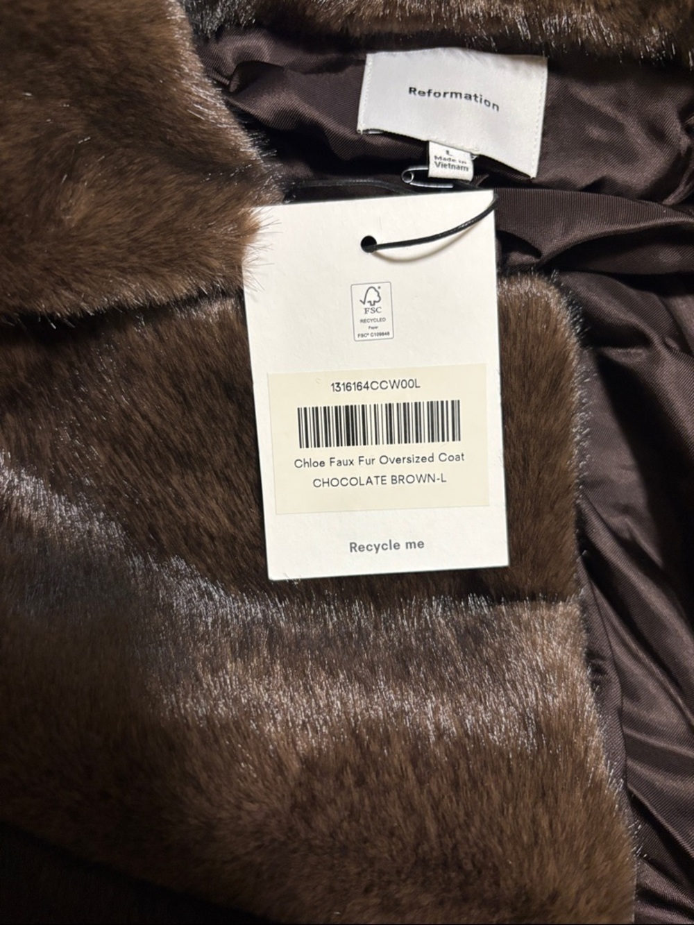 Reformation Chloe Faux Fur Oversized Coat - Chocolate Brown